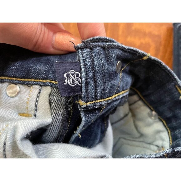 Rock & Republic Bootcut Cut off Hem Jeans Denim Dark Wash Fringed Blue Hem 26 - Picture 8 of 10